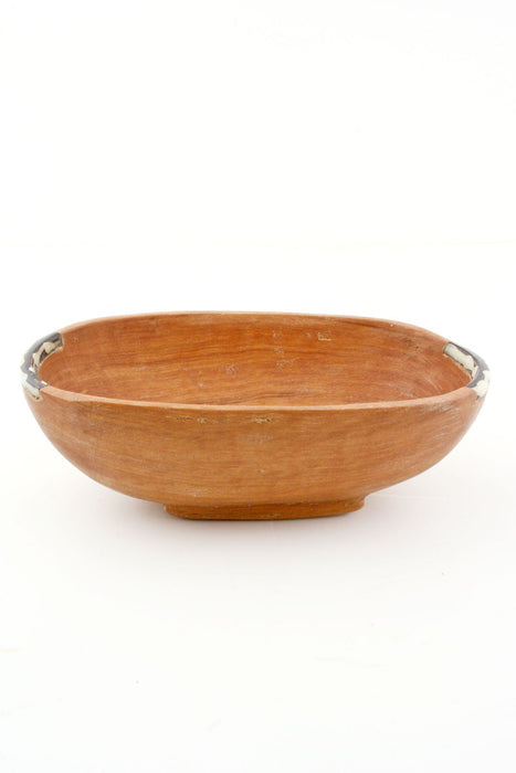 Small Shallow Oval Olive Wood Bowl with Batik Bone - Culture Kraze Marketplace.com