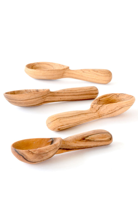 Set of 4 Wild Olive Wood Teardrop Spice Spoons - Culture Kraze Marketplace.com