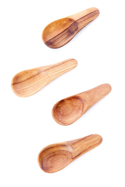 Set of 4 Wild Olive Wood Thumbprint Spice Scoops - Culture Kraze Marketplace.com