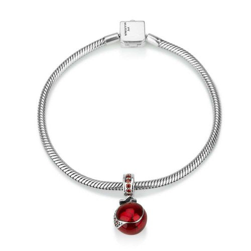 Sterling Silver Red Pomegranate Charm with Stones - Culture Kraze Marketplace.com
