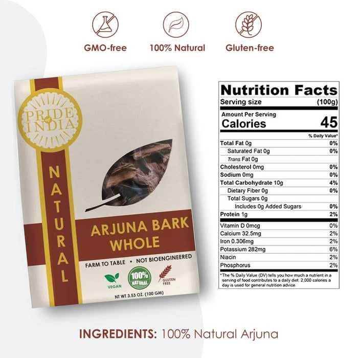 Natural Arjuna Bark Whole, Half Pound (3.53oz - 100gm) Pack-2