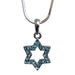 Star of David with light blue stones Rhodium Necklace - Culture Kraze Marketplace.com