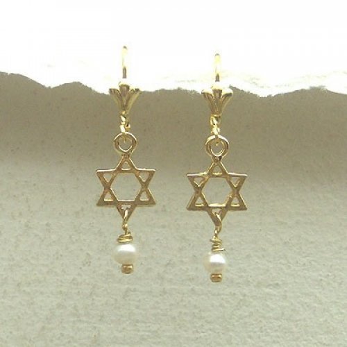Star of David Earrings with Pearl by Edita - Culture Kraze Marketplace.com