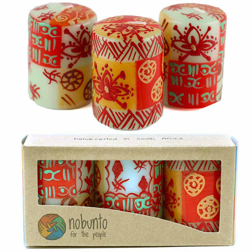 Hand Painted Candles in Owoduni Design (box of three) - Nobunto - Culture Kraze Marketplace.com