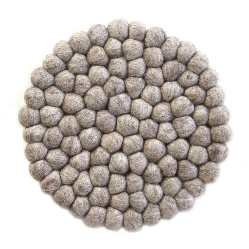 Hand Crafted Felt Ball Coasters from Nepal: 4-pack, Light Grey - Global Groove (T) - Culture Kraze Marketplace.com