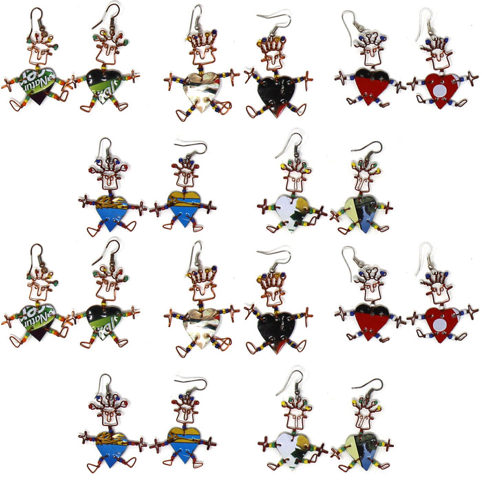 Set of 10 Dancing Heart Earrings in Various Colors - Creative Alternatives - Culture Kraze Marketplace.com
