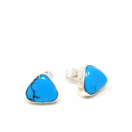 Sterling Silver Earrings, Triangle with Turquoise - Culture Kraze Marketplace.com