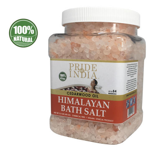 Himalayan Pink Bathing Salt - Enriched w/ Cedarwood Oil and 84+ Minerals, 2.5 Pound (40oz) Jars-0