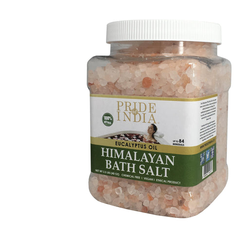 Himalayan Pink Bathing Salt - Enriched w/ Eucalyptus Oil and 84+ Minerals, 2.1 Pound (1.001 Kg) Jars-0