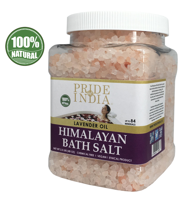 Himalayan Pink Bathing Salt - Enriched w/ Lavender Oil and 84+ Minerals, 2.5 Pound (40oz) Jars-1