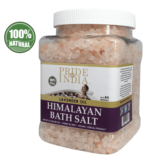 Himalayan Pink Bathing Salt - Enriched w/ Lavender Oil and 84+ Minerals, 2.5 Pound (40oz) Jars-1