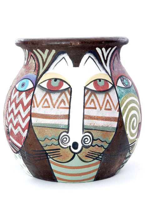 Classic African Ceramic Cat Plant Pot - Culture Kraze Marketplace.com