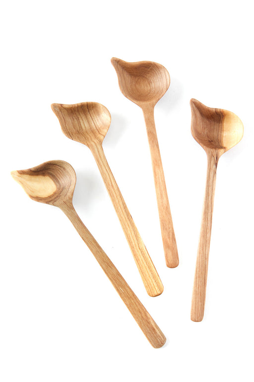Set of 4 Kenyan Wild Olive Wood Corner Stirring Spoons - Culture Kraze Marketplace.com