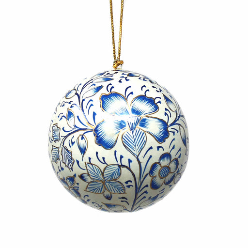 Handpainted Ornaments, Blue Floral - Pack of 3 - Culture Kraze Marketplace.com