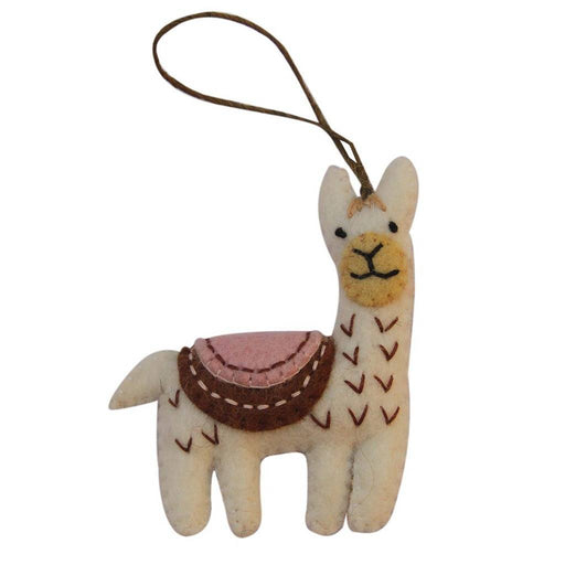 White Felt Llama Hanging Christmas Ornament - Culture Kraze Marketplace.com