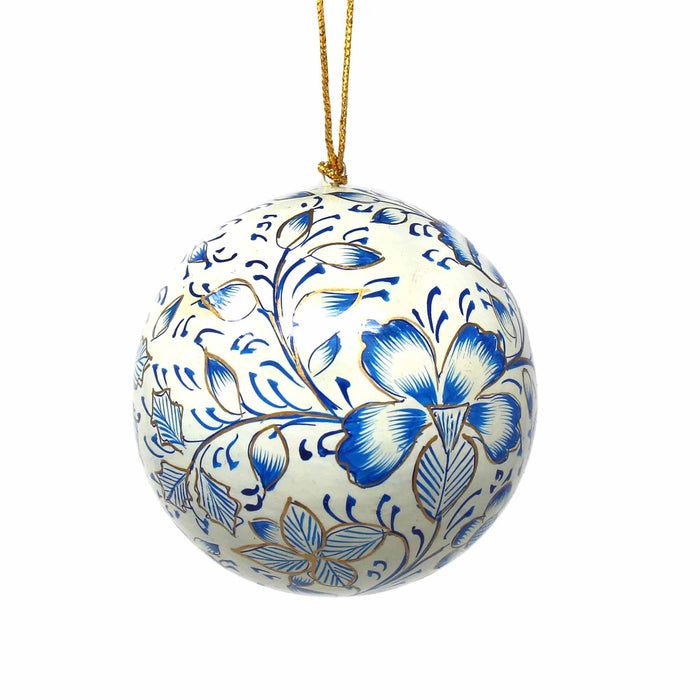 Handpainted Ornaments, Blue Floral - Pack of 3 - Culture Kraze Marketplace.com