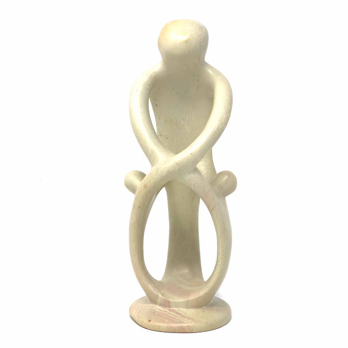 Natural 8-inch Tall Soapstone Family Sculpture - 1 Parent 2 Children - Smolart - Culture Kraze Marketplace.com