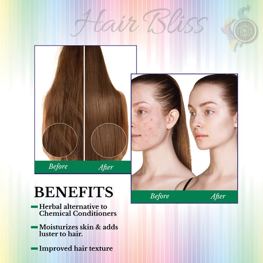 Hair Bliss- Natural Aloe Vera Herbal Hair & Skin Conditioning Powder- 12 Individual Sachets (10 gm each)- Reusable Brush & Tray Included-1