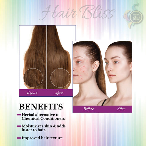 Hair Bliss- Natural Brahmi Bacopa Herbal Hair & Skin Conditioning Powder- 12 Individual Sachets (10 gm each)- Reusable Brush & Tray Included-1
