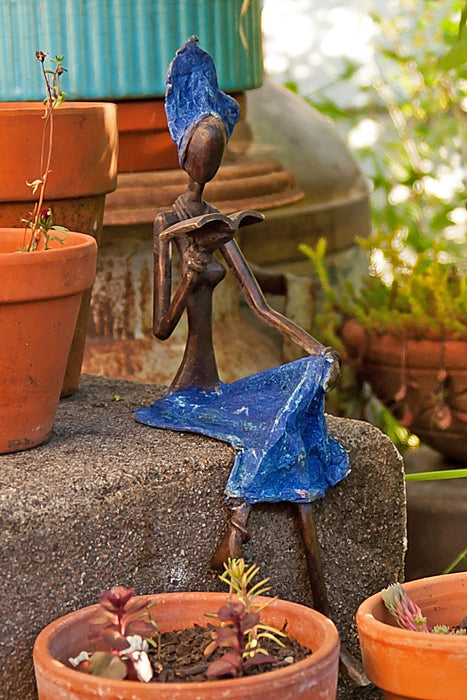 Literate Lady Burkina Bronze Sculpture - Culture Kraze Marketplace.com