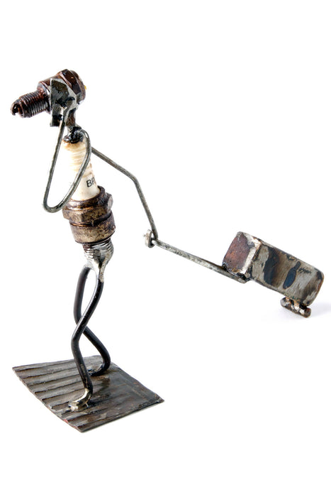 Recycled Spark Plug & Metal Busy Traveler Sculpture - Culture Kraze Marketplace.com