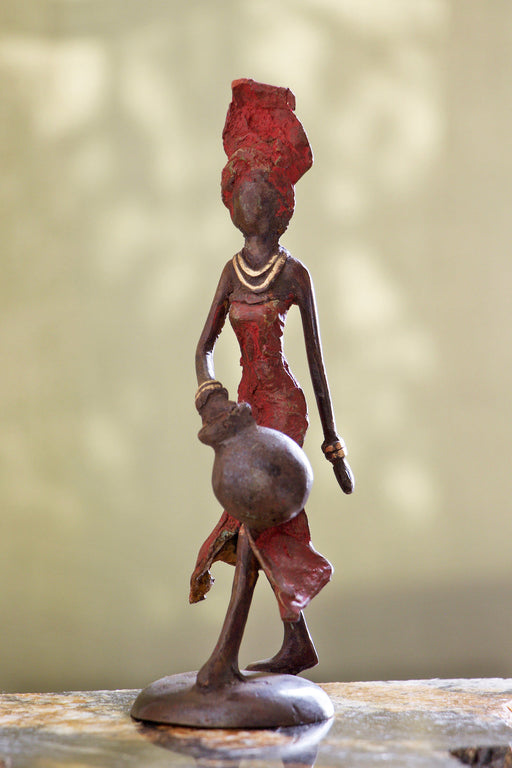 Water Bearer Burkina Bronze Sculpture - Culture Kraze Marketplace.com