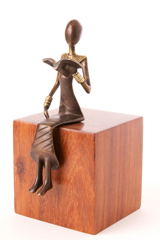Burkina Bronze Noble by Nature Reading Lady Sculpture - Culture Kraze Marketplace.com