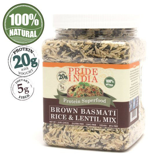 Indian Brown Basmati Rice & Lentil Kitchari Mix - Protein Superfood Jar-0