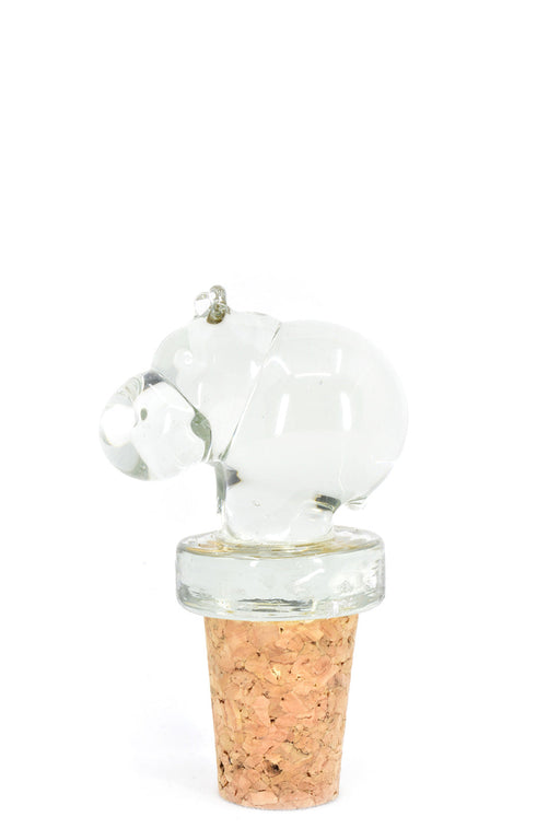 Ngwenya Handblown Recycled Glass Hippo Bottle Stopper - Culture Kraze Marketplace.com