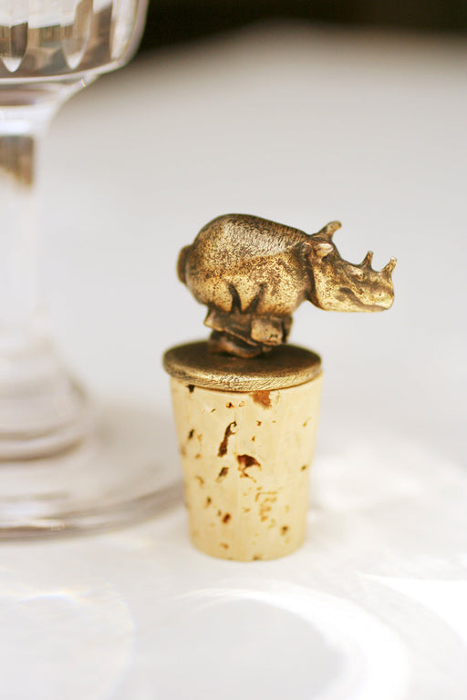 South African Brass Rhino Wine Bottle Stopper - Culture Kraze Marketplace.com