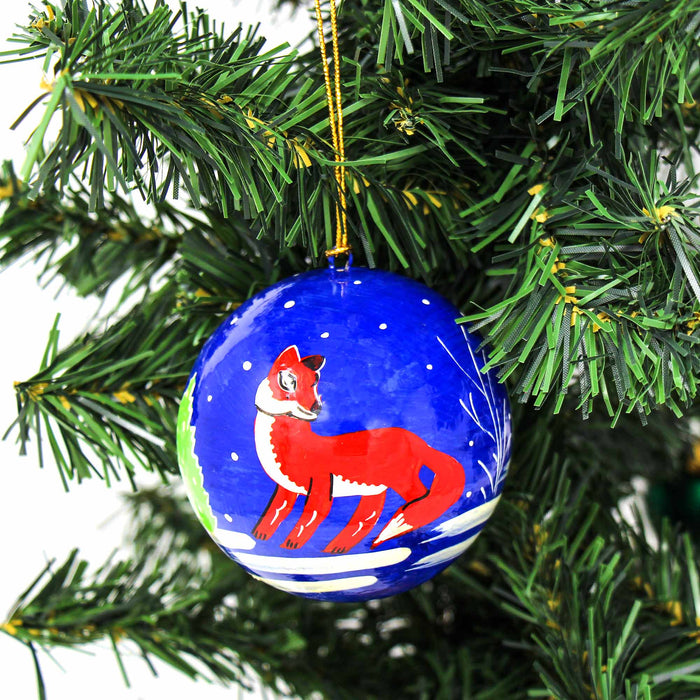 Handpainted Fox & Bird Ornaments, Set of 2 - Culture Kraze Marketplace.com