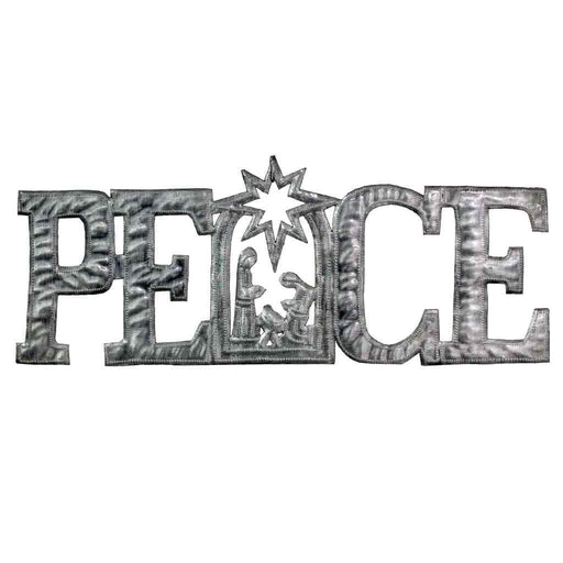 PEACE Metal Art with Nativity Scene (15" x 6") - Culture Kraze Marketplace.com