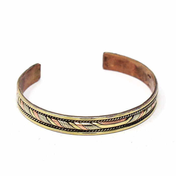 Copper and Brass Cuff Bracelet: Healing Twist - DZI (J) - Culture Kraze Marketplace.com