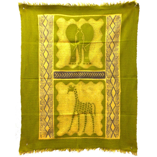 Elephant and Giraffe Batik in Lime/Periwinkle - Tonga Textiles - Culture Kraze Marketplace.com