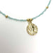 Baby blue Glass Bead with Brass Coin Pendant Necklace Choker - Culture Kraze Marketplace.com