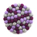 Hand Crafted Felt Ball Trivets from Nepal: Round Chakra, Purples - Global Groove (T) - Culture Kraze Marketplace.com