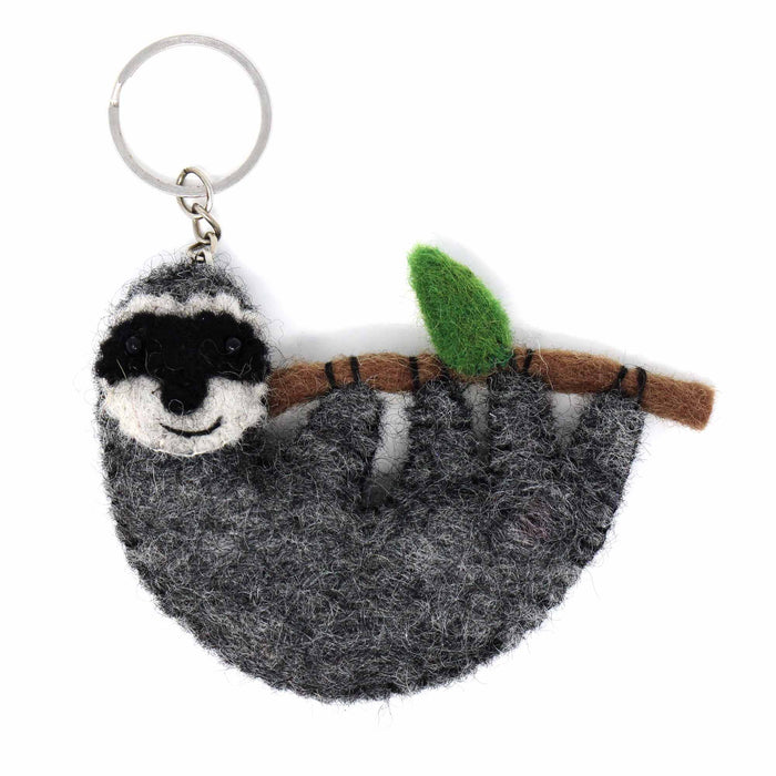 Hand Crafted Felt Key Chain, Sloth - Culture Kraze Marketplace.com