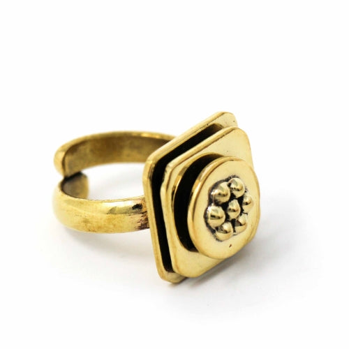 Floral Abstract Adjustable Brass Ring - Culture Kraze Marketplace.com