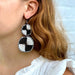 Maasai Bead Double Circle Dangle Earrings, White and Black - Culture Kraze Marketplace.com