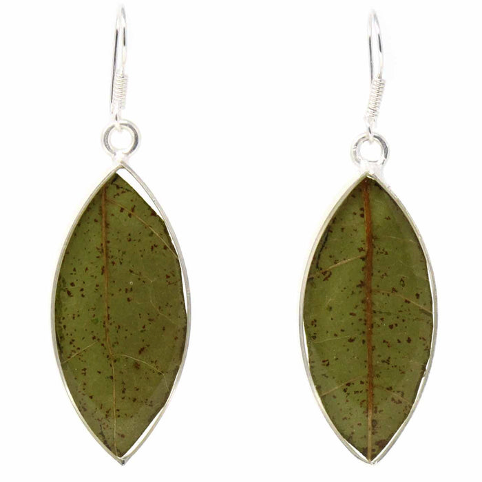 Earrings, Natural Leaf in Resin - Culture Kraze Marketplace.com