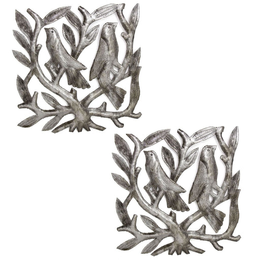 Pair of Square Tree of Life Haitian Steel Drum Wall Art - Culture Kraze Marketplace.com