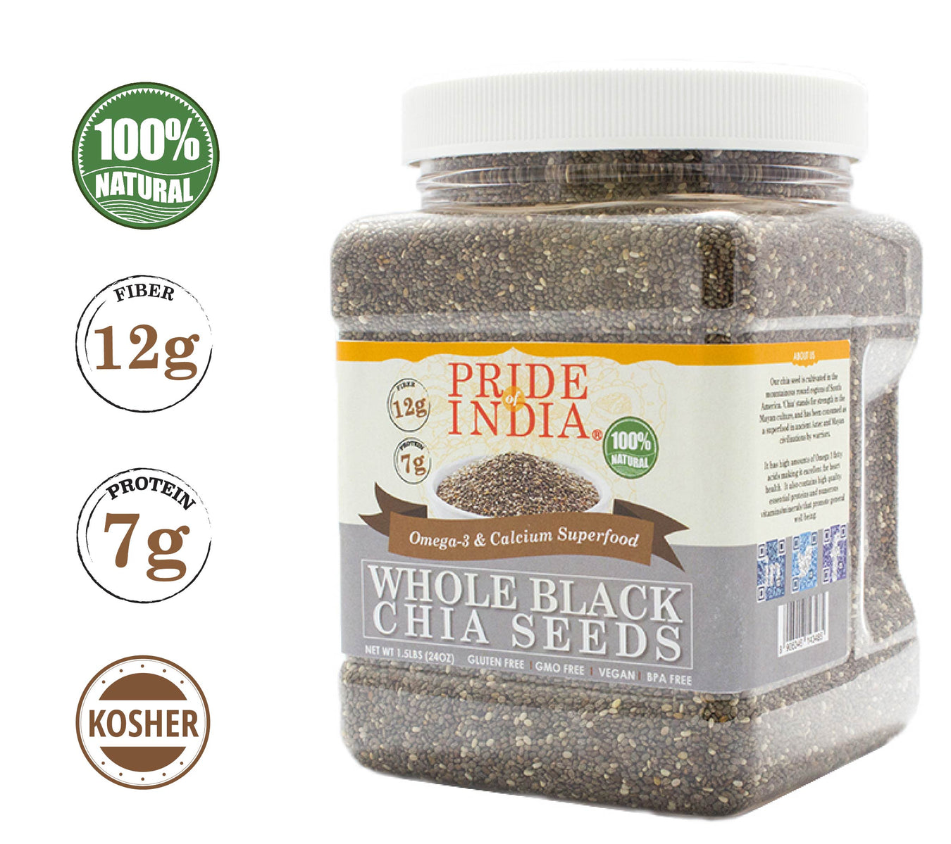Whole Black Chia Seeds - Omega-3 & Calcium Superfood Jar-0