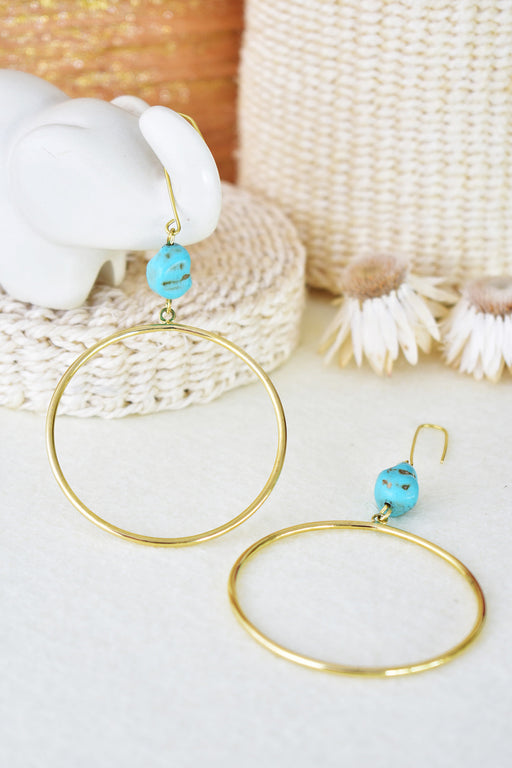 House of Cindimini Brass and Turquoise Daydreamer Earrings - Culture Kraze Marketplace.com