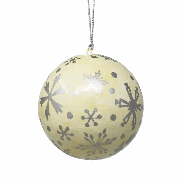 Handpainted Ornament Silver Snowflakes - Culture Kraze Marketplace.com