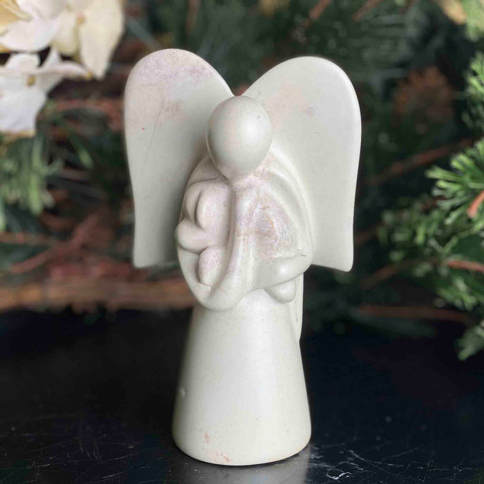 Angel Soapstone Sculpture Holding Dog - Culture Kraze Marketplace.com
