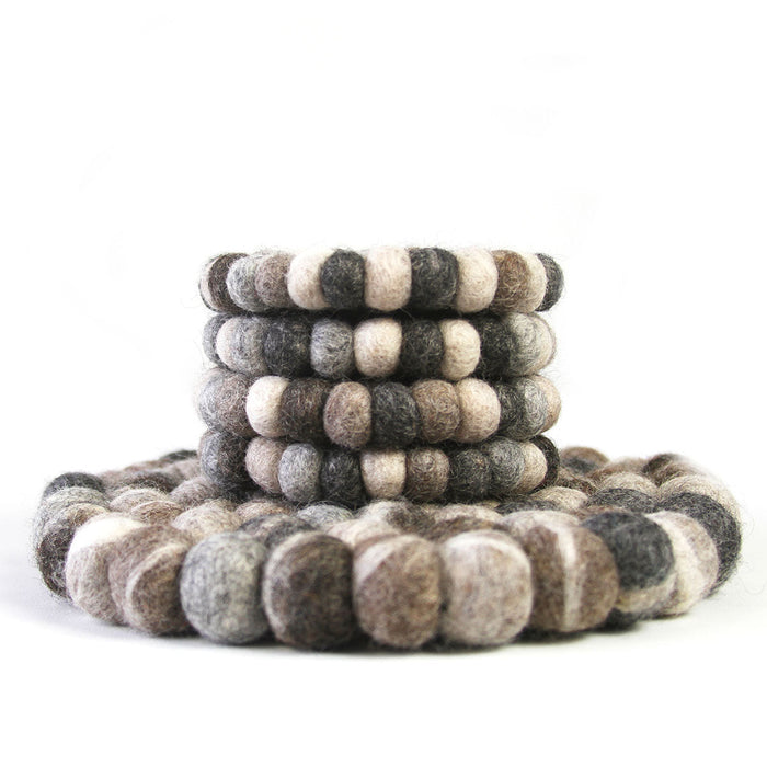 Hand Crafted Felt from Nepal: Trivet, Tie Dye Grey - Global Groove (T) - Culture Kraze Marketplace.com