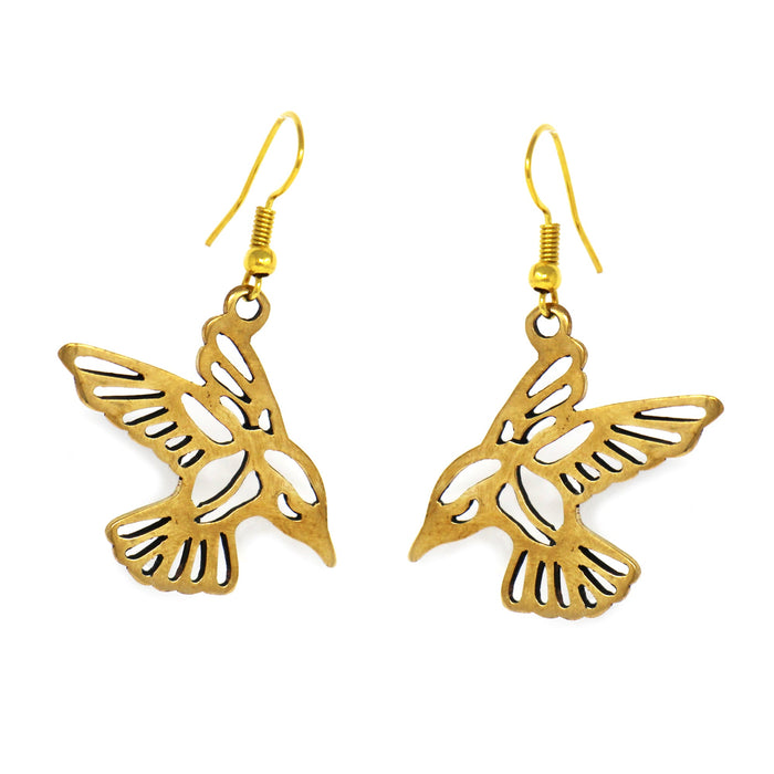 Pair of Birds in Tumbaga Gold Drop Earrings - Culture Kraze Marketplace.com