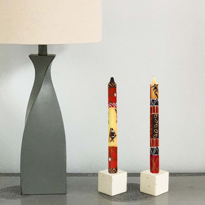Tall Hand Painted Candles - Pair - Damisi Design - Culture Kraze Marketplace.com