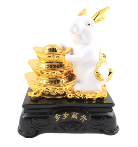 8 Inch 3-Ingot White Rabbit Statue - Culture Kraze Marketplace.com