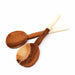 Olive Wood Salad Servers with Bone Handles, White with Etching Design - Culture Kraze Marketplace.com